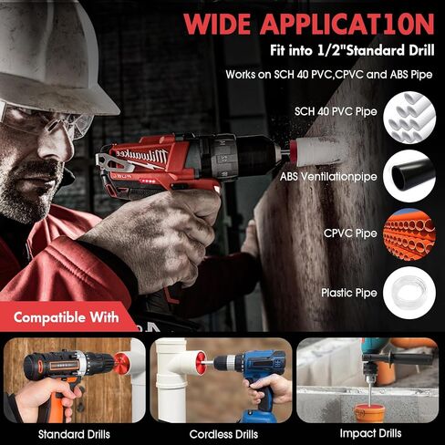 طقم مخرطة أنابيب PVC مكون من 8 قطع، مخرطة PVC مع 1/2 بوصة، 3/4 بوصة، 1 بوصة، 1-1/4 بوصة، 1-1/2 بوصة، 2 بوصة، 3 بوصة، 4 بوصة، موفر تركيب PVC برأس 1/ حافظة مقبس PVC مقاس 2 بوصة in Saudi Arabia