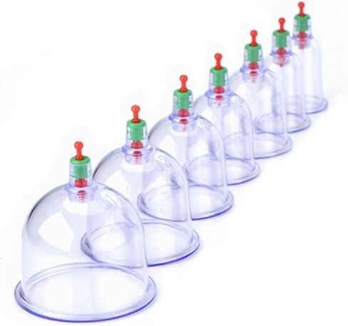 مجموعة علاج تدليك الحجامة الصينية الشفافة 12 قطعة من Restokki - الصحة التقليدية - علاج الرعاية المطبق في المنزل - سيليكون صديق للبيئة in Kuwait