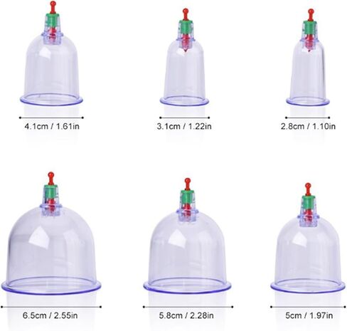مجموعة علاج تدليك الحجامة الصينية الشفافة 12 قطعة من Restokki - الصحة التقليدية - علاج الرعاية المطبق في المنزل - سيليكون صديق للبيئة in Kuwait