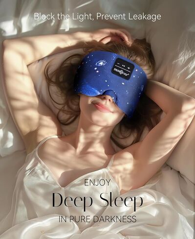 MUSICOZY Sleep Headphones Bluetooth Sleep Mask with Headphones Eye Mask Wireless Bluetooth 5.4 with Adjustable Headband Total Blackout for All Night Sleep, Travel & Nap in Kuwait