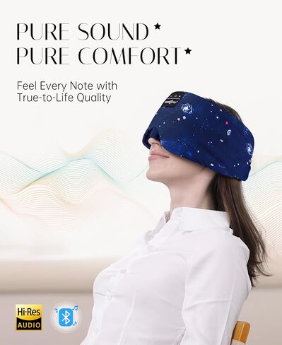MUSICOZY Sleep Headphones Bluetooth Sleep Mask with Headphones Eye Mask Wireless Bluetooth 5.4 with Adjustable Headband Total Blackout for All Night Sleep, Travel & Nap in Kuwait