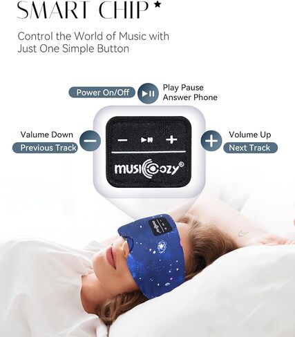 MUSICOZY Sleep Headphones Bluetooth Sleep Mask with Headphones Eye Mask Wireless Bluetooth 5.4 with Adjustable Headband Total Blackout for All Night Sleep, Travel & Nap in Kuwait