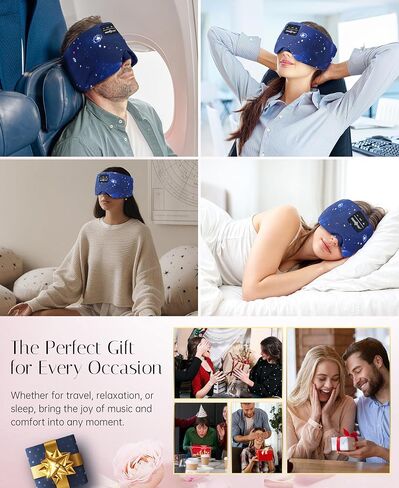 MUSICOZY Sleep Headphones Bluetooth Sleep Mask with Headphones Eye Mask Wireless Bluetooth 5.4 with Adjustable Headband Total Blackout for All Night Sleep, Travel & Nap in Kuwait