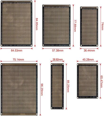 6Pcs Double Sided Gold-Plated Universal PCB Board Prototype Kit for DIY Soldering and Electronic Project Circuit Boards Compatible with Arduino Kit and Raspberry Pi （6 Sizes） in Saudi Arabia