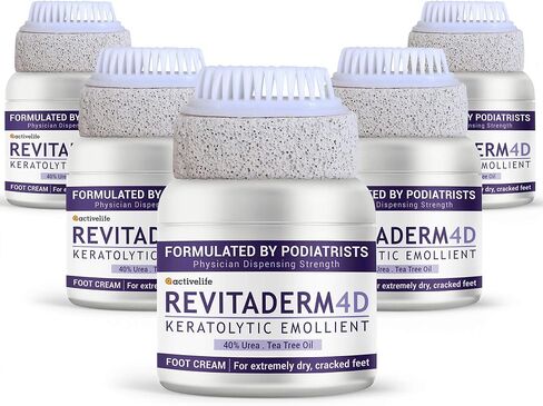 Revitaderm 4D Urea Cream, Deeply Moisturizes for Dry, Cracked Feet, Hands, Elbows and Knees, Ultra Repair Cream and Callus Remover For Feet, Free Pumice Stone Included, 4oz, 1 Pack in Saudi Arabia