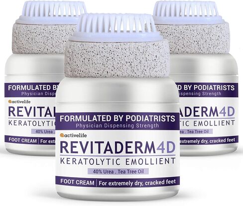 Revitaderm 4D Urea Cream, Deeply Moisturizes for Dry, Cracked Feet, Hands, Elbows and Knees, Ultra Repair Cream and Callus Remover For Feet, Free Pumice Stone Included, 4oz, 1 Pack in Saudi Arabia