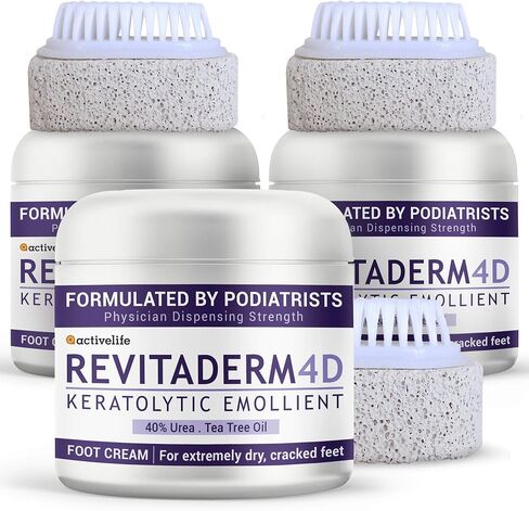 Revitaderm 4D Urea Cream, Deeply Moisturizes for Dry, Cracked Feet, Hands, Elbows and Knees, Ultra Repair Cream and Callus Remover For Feet, Free Pumice Stone Included, 4oz, 1 Pack in Saudi Arabia