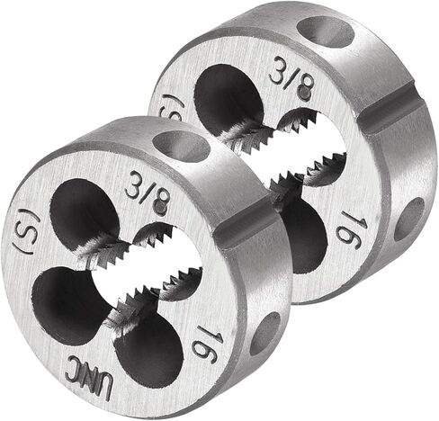 Round Threading Dies, 3/8-16 UNC Thread, 9SiCr Alloy Tool Steel Screw Milling Tools - (Applications: for Machine Thread Repair), 2-Pieces in Saudi Arabia