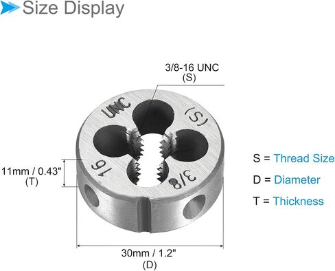 Round Threading Dies, 3/8-16 UNC Thread, 9SiCr Alloy Tool Steel Screw Milling Tools - (Applications: for Machine Thread Repair), 2-Pieces in Saudi Arabia