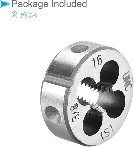 Round Threading Dies, 3/8-16 UNC Thread, 9SiCr Alloy Tool Steel Screw Milling Tools - (Applications: for Machine Thread Repair), 2-Pieces in Saudi Arabia