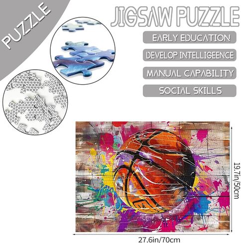 1000 Piece Jigsaw Puzzles for Adults,Sports Graffiti Basketball Jigsaw Puzzles，Funny Ball Sports Graffiti Street Banksy Puzzle，Challenging Family Activity Perfect for Game Nights，Puzzle Wall Art Decor in Saudi Arabia