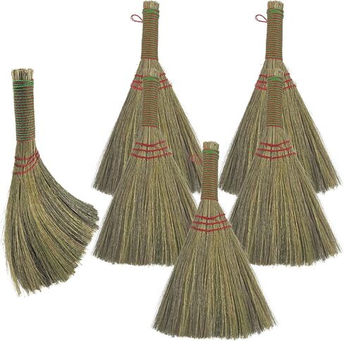 6 قطع 11 بوصة بمقبض قصير مكنسة خفقت مكنسة صغيرة بشعيرات طبيعية مقبض فرشاة مكنسة يدوية لكنس الأسطح المتعددة فرشاة مكنسة يدوية صغيرة للتخييم في الهواء الطلق، شرفة السيارة، حطام الغبار والأوساخ in Kuwait