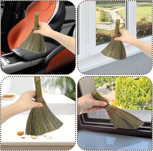 6 قطع 11 بوصة بمقبض قصير مكنسة خفقت مكنسة صغيرة بشعيرات طبيعية مقبض فرشاة مكنسة يدوية لكنس الأسطح المتعددة فرشاة مكنسة يدوية صغيرة للتخييم في الهواء الطلق، شرفة السيارة، حطام الغبار والأوساخ in Kuwait