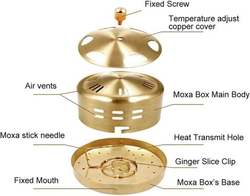 صندوق الكى النحاس النقي Moxa عصا جيوب الكى الحرارة تخفيف آلام المفاصل القدم ألم الظهر مجموعة المحمولة in Kuwait