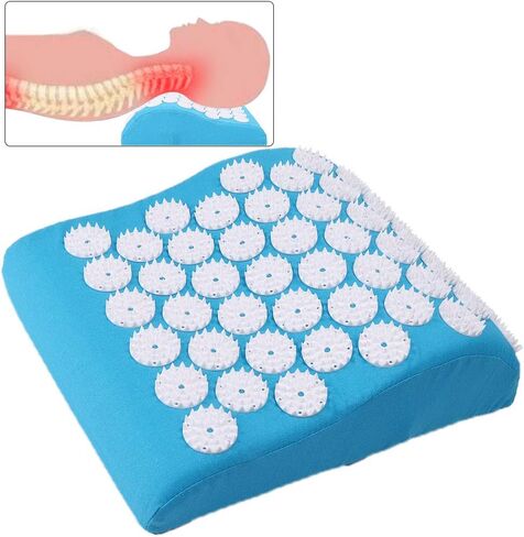 Acupuncture Pillow, Acupuncture Pillow for Neck Pain Relief Massage Cushion Pillow for Muscle Pain Relief Circulation Back Neck Pain Relief,Stress Relief(Blue) in Saudi Arabia