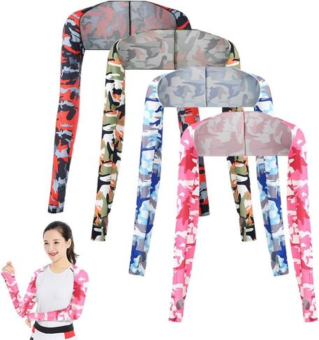 Katutude 4 Pcs Cooling Shawl Arm Sleeves for Women with Finger Holes Sun Protection in Kuwait