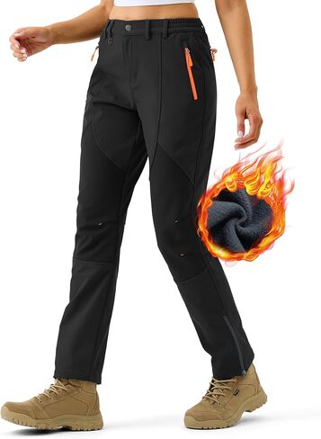 Women's Snow Ski Outdoor Pants Waterproof Softshell Snowboard Pants Hiking Fleece Lined Zipper Bottom Leg in Saudi Arabia