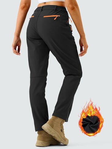 Women's Snow Ski Outdoor Pants Waterproof Softshell Snowboard Pants Hiking Fleece Lined Zipper Bottom Leg in Saudi Arabia