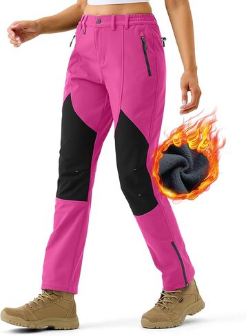 Women's Snow Ski Outdoor Pants Waterproof Softshell Snowboard Pants Hiking Fleece Lined Zipper Bottom Leg in Saudi Arabia