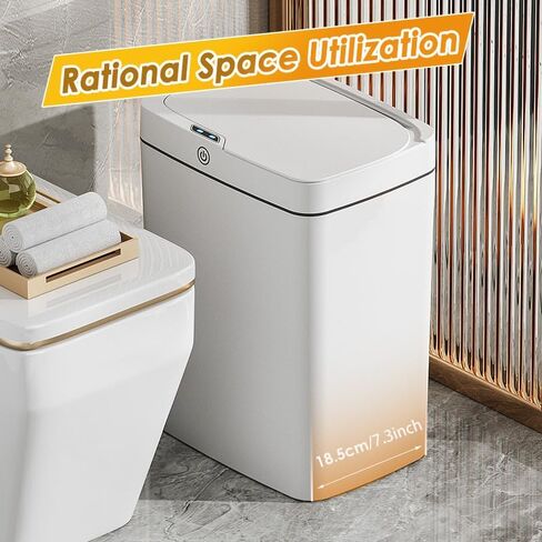 4.8 جالون مستشعر حركة أوتوماتيكي WhiteTrash مع غطاء، 18L نحيف من البلاستيك الذكي سلة المهملات بدون لمس، نحيف محس حركة مقاوم للماء صناديق قمامة بلاستيكية لغرفة النوم والمكتب والمطبخ والمرحاض in Saudi Arabia