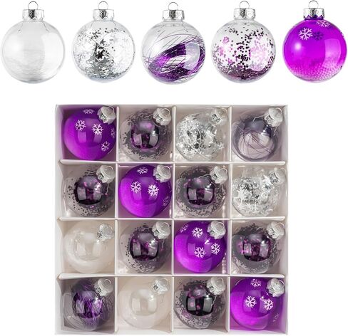 16PCS Clear Pink Christmas Balls Ornaments, 3.15 inch Shatterproof Christmas Balls with Filler, Christmas Decorative Hanging Ornaments Set for Xmas Tree/Party/Holiday (Pink) in Saudi Arabia