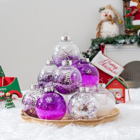 16PCS Clear Pink Christmas Balls Ornaments, 3.15 inch Shatterproof Christmas Balls with Filler, Christmas Decorative Hanging Ornaments Set for Xmas Tree/Party/Holiday (Pink) in Saudi Arabia