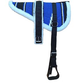 Y&Z- Ride with Time Premium Horse Bareback Pad with Stirrups and Girth - Multicolor, Equestrian Comfort Gears for Comfy Rides Made from Soft Acrylic Wool (Blue)