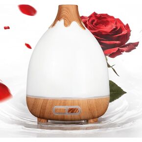 Essential Oil Diffuser, 300ml Quiet Humidifiers for Home, 7 LED Color Safety Auto-Off Timer Aromatherapy Diffuser for Home Office Room,Wood Grain Base (Wood Grain)