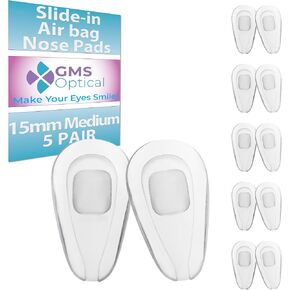 GMS Optical 2.8mm Extra-Thick/13mm Short Length - Slide-in Air Bag Tear Drop Nose Pads, Super Soft Silicone Eyeglass Nose Pads to Keep Glasses from Sliding, for Glasses Nose pad Replacement (5 Pair)