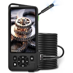 50FT Triple Lens Endoscope Borescope 5'' Larger IPS Screen,1080P Sewer Inspection Camera with Lights,Industrial Borescope for Drain Pipe Plumbing Plumbers,Split Screen,Semi-Rigid Cable,Waterproof,32G