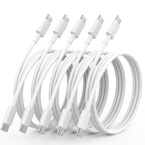 USB C Cable, 5Pack 6FT 60W(3A) USB C to USB C Cable Type C Cable Fast Charging for iPhone 16/16 Plus/16 Pro Max/15/15 Plus/15 Pro Max, MacBook Pro, iPad Pro Air,Samsung S24/S24 Ultra/S23 USB C Charger