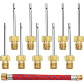 10 Pcs Brass Ball Pump Needles, Ball Pump Inflation Needles, No Break Heavy Duty Air Pump Needles for Balls, with A Pump Needle Adaptor Hose, Stainless Steel Body