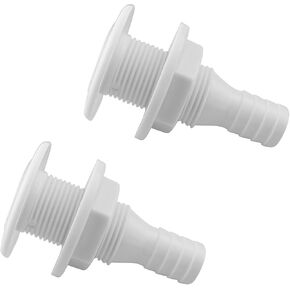 LQ Industrial 2PCS Round Hull Bilge Drains Marine Plastic Straight Through Hull Fittings Fuel Tank Vents for Boats Yachts Bilge Pumps Outboard Vent Holes 3/4in White