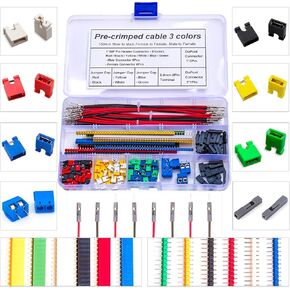 JTSNERU 2.54mm Jumper PCB Standard Circuit Board Mix Assortment Kit with Jumper Cap, 40Pin Pin Header Male Female Jumper Wire Connector Kit (JTS-Jumper)