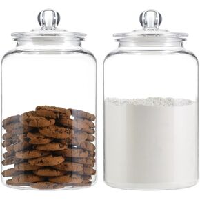 2 Pack 1 Gallon Plastic Cookie Jars, Unbreakable Apothecary Jars with Airtight Lids, Food Storage Canisters for Flour, Sugar, Candy