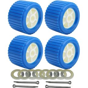 Boatman 3" Width x 5" OD Boat Trailer Ribbed Wobble Rollers with Washers and pins for Boat Yacht Trailer