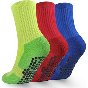 Kids Grip Soccer Socks Boys Basketball Crew Socks Cushioned Athletic Non Slip Socks Girls Running Sport Youth