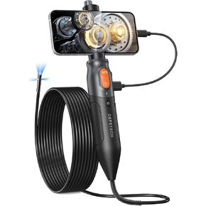 Triple Lens Endoscope Camera with Light, DEPSTECH 1080P Handheld Borescope Inspection Camera with Split Screen, Waterproof Snake Camera, 10FT Flexible Automotive Plumbing Tools for iPhone & Android