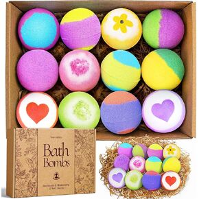 Bath Bombs for Women, 12 Pack Handmade Bubble Shower Bombs Set, Bath Bomb with Shea Butter & Individually Wrapped, Amazing Present for Her/Him, Wife, Girlfriend, Mother