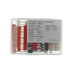 8 Values 100 PCS Switching/Fast Recovery/Schottky/Rectifier Diodes kit (1N4148 1N4007 1N5819 1N5399 FR107 FR207 1N5408 1N5822)