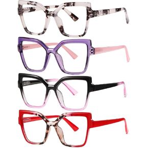Oversized Fashion Reading Glasses for Women,Blue Light Blocking Spring Hinges Eyeglasses for Ladies,Anti UV Ray Readers
