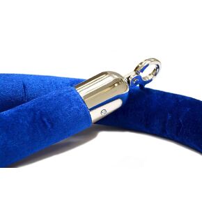 QWAYROPE-23-8-1P QwayRope, Classic Line, 8' Blue Velour Rope, Polished Chrome Ends