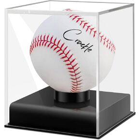 Baseball Display Case with Built-in Stand, Transparent Acrylic Display Case Baseball Holder Square Cube Containers Memorabilia Display Storage Box for Baseball Golf Tennis Billiard (3.7x3.7x4.3inch)