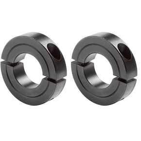 H2C-125 Black Oxide Finish Steel Shaft Collar, Two Piece, 1-1/4" ID, 2-1/4" Outside Diameter, 1/2" Width, 1/4"-28 x 3/4" Set Screw