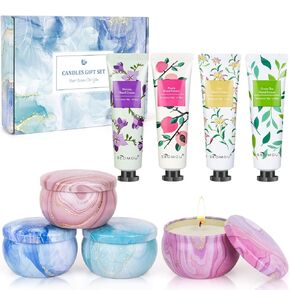 Gifts for Women - Candle Gifts Set & Hand Cream Lotion Set (8 Pack), Ideal for Birthday Gifts,Teacher Appreciation Gifts, Christmas Gifts Stocking Stuffers for Mom, Friend, Coworker