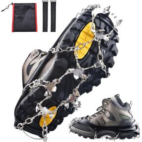 Azarxis Walk Traction Ice Snow Cleat Treads Grips Grippers Crampons Creepers with 19 Spikes for Shoes Boots Men Women Walking Climbing Hiking Fishing Heavy Duty Anti Slip Stainless Steel
