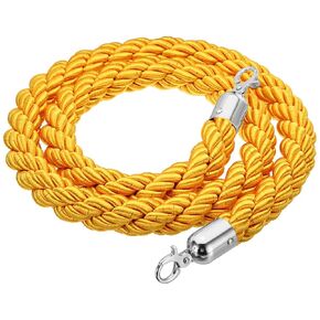 YOKIVE Black Stanchion Rope, Twisted Barrier Rope with Snap Hook, Crowd Control, Great for Hotel Queue Divider (Golden, 5 Feet)