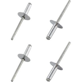 60pcs 3/16" x 3/4" Aluminum Blind Rivets, Aluminum Large Head Pop Rivets, Aluminum Grip and Steel Mandrel Rivets