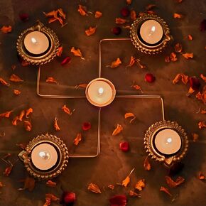 Diwali Diyas |Urli |Handcrafted Metal Decorative Bowl for Floating Flowers |Tea Light Candle Holders |Diwali Decorations |Diwali Candles (SWASTIK URLI)