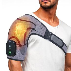 Tidjani Shoulder Heating Pad, Cordless Heated Shoulder Wrap with Vibration, 3 Heat Adjustable Heating Pad for Shoulder Pain Relief, Heat Shoulder Brace for Women Men